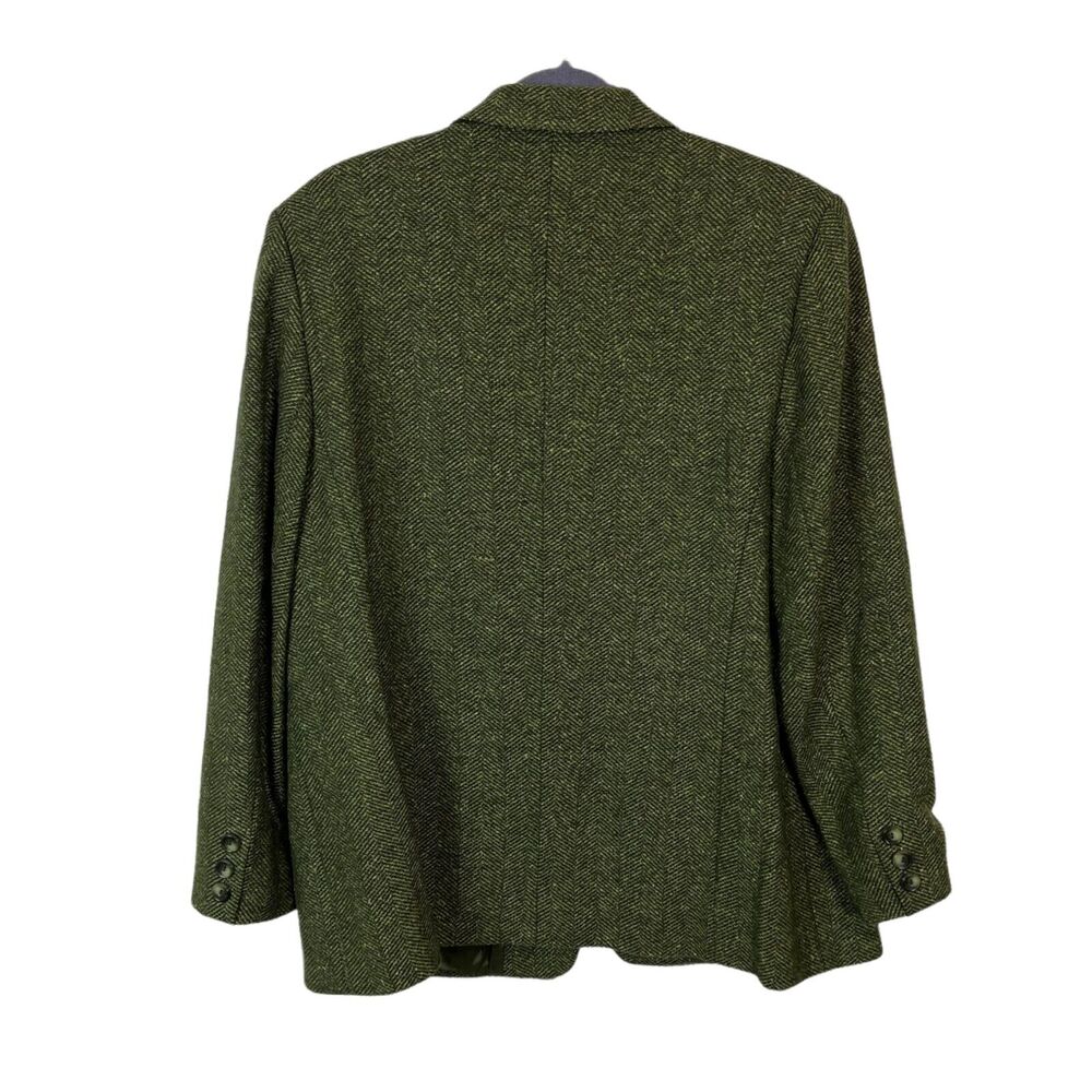 Basler Blazer Vintage Green Herringbone Tweed Retro Sz 46 or 1X Women's 3 Button - Picture 6 of 16